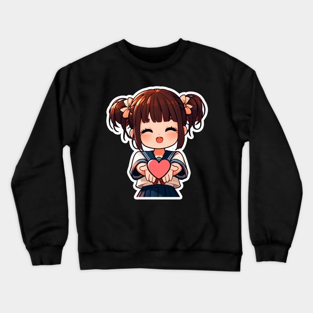 Do Good Little Japanee Girl Sailor Uniform Heart Giving Is Better Than Receiving Crewneck Sweatshirt by Plushism